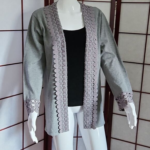 Red Camel Open-faced Gray Long Sleeve Cardigan Sweater - Picture 3 of 7